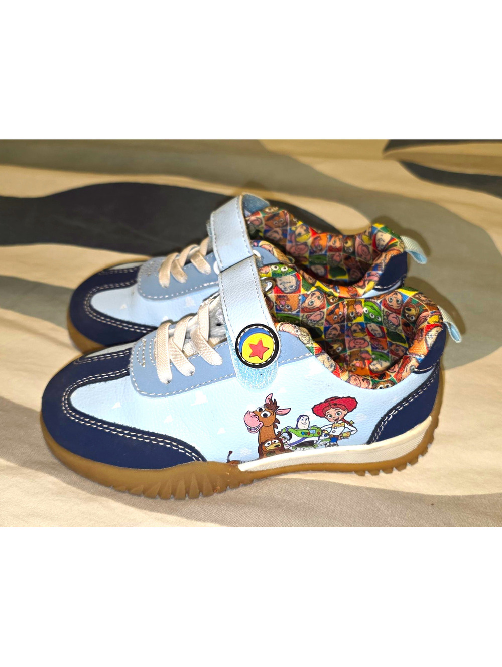 Disney Toy Story Unisex Kids Hook & Loop Low Top Sneakers US 11 Blue/White
